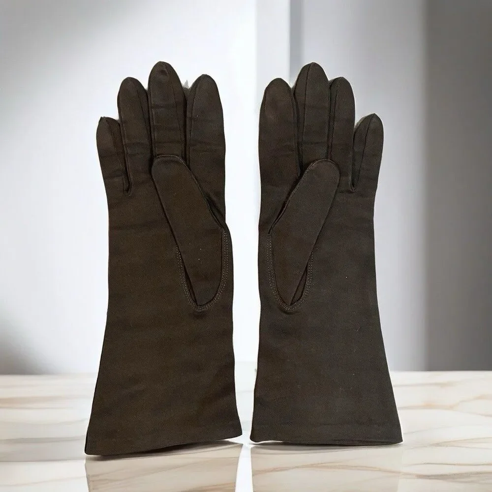 Vintage Brown Evening Opera Gloves Women’s Size 7